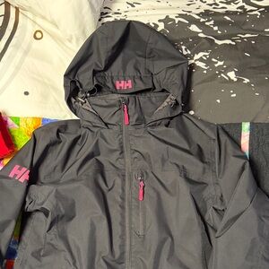 Helly Hansen Black Jacket with Fuchsia Details XL Woman More like a Large